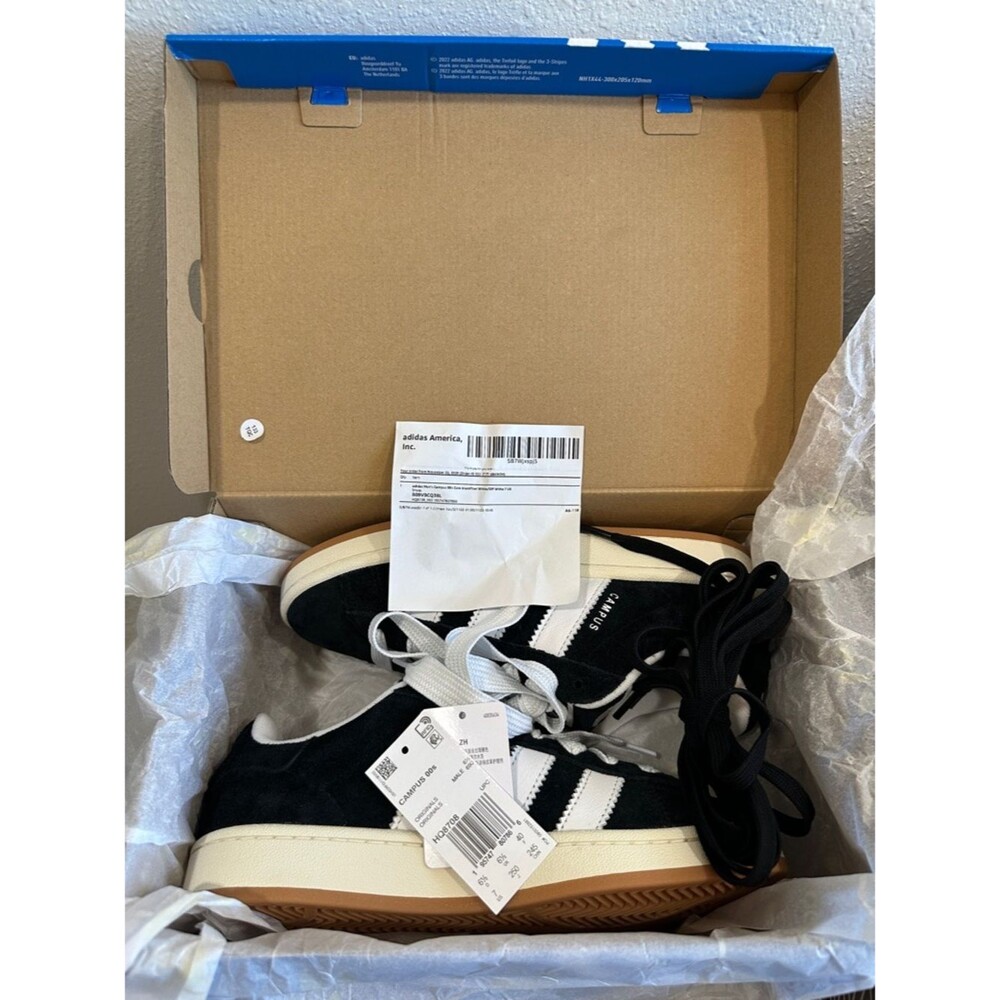 adidas Unisex Black & White Suede Campus Sneakers NWT (M7 / W8) - Picture 6 of 6